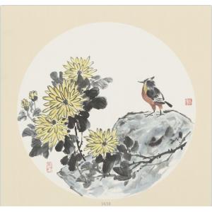 张金环《菊花小鸟》