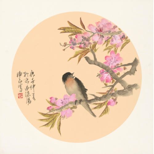 福良《桃花小鸟》