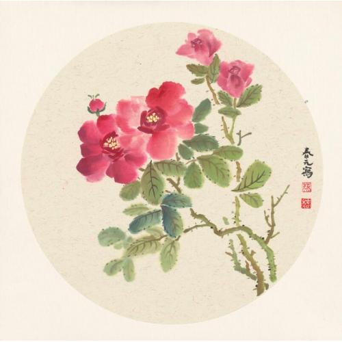 蔡春元《红色月季花》