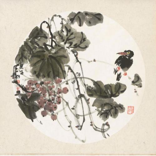 王娜娜《琵琶果小鸟（水墨）》