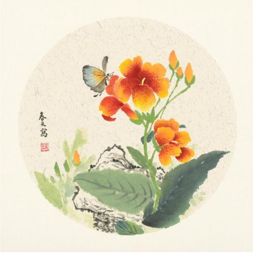 蔡春元《蝴蝶黄花》