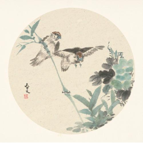 蔡春元《竹子两只小鸟》
