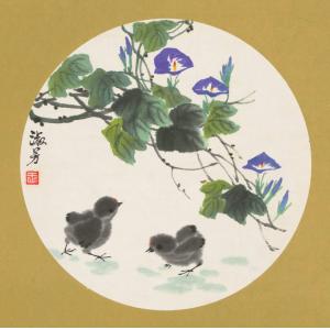 王淑芳《花鸟（夕颜）》
