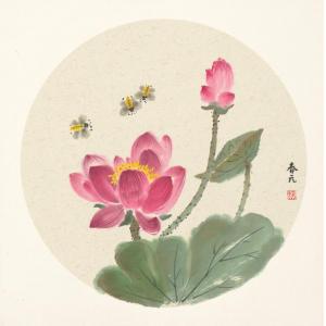 蔡春元《荷花蜜蜂》