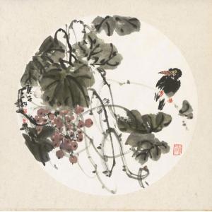 王娜娜《琵琶果小鸟（水墨）》