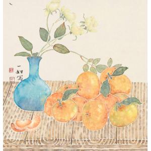 王娜娜《兰花瓶橘子》
