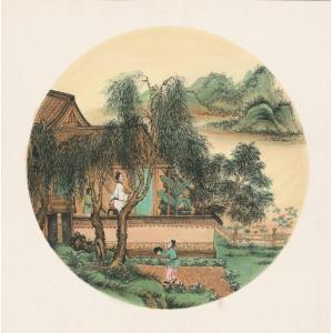 蔡春元《庭院人物（3人）》