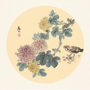 蔡春元《菊花麻雀》