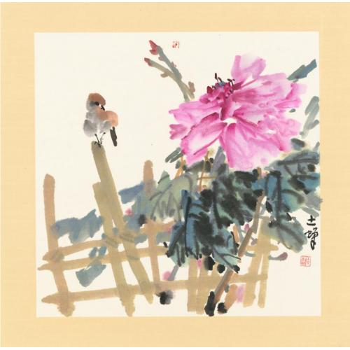 朱恒祺《牡丹麻雀》