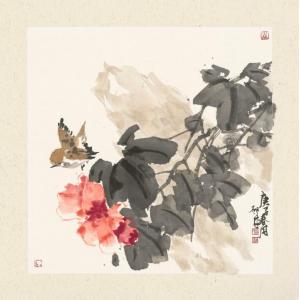 娄启成《牡丹麻雀》