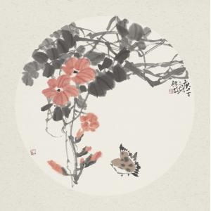 娄启成《牵牛花麻雀》