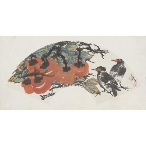 王莉《柿子两只小鸟》