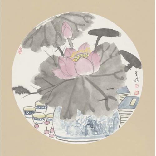 常美娟《青花瓷荷花》