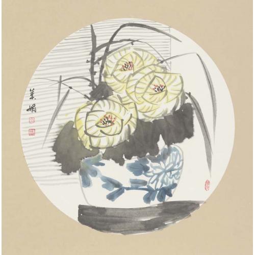 常美娟《青花瓷月季黄》