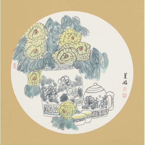 常美娟《青花瓷月季黄》