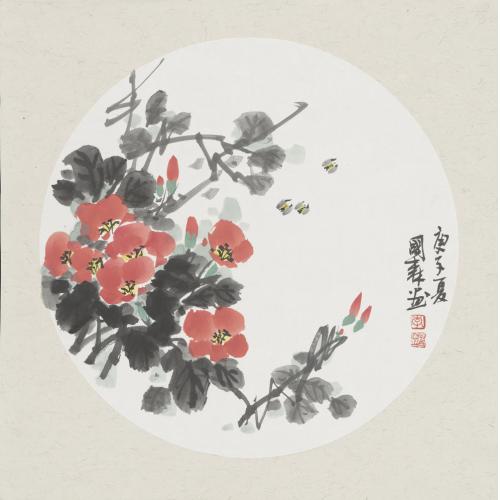 李国森《牡丹蜜蜂》