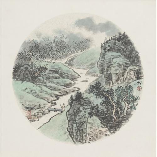 李国森《独行山涧小桥》
