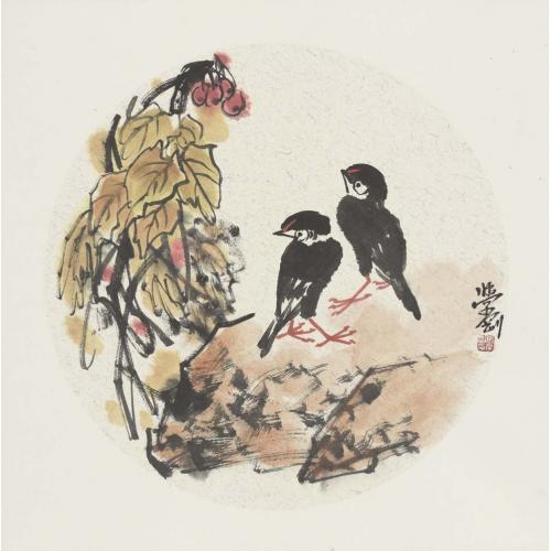 张学刚《花鸟（小燕子）》