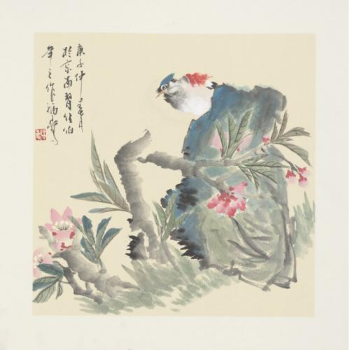 福良《桃花小鸟》