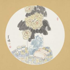 常美娟《青花瓷月季黄》