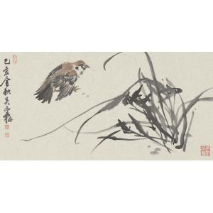 吴冬梅《兰花麻雀》