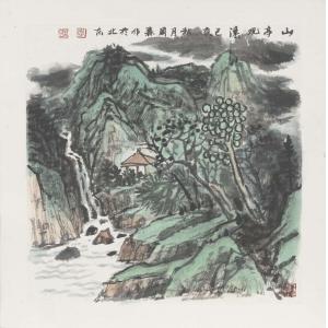 李国森《山亭观瀑》