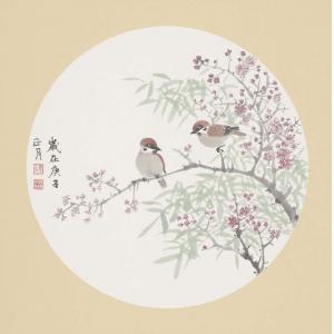 洪森《两只小麻雀（棕）》