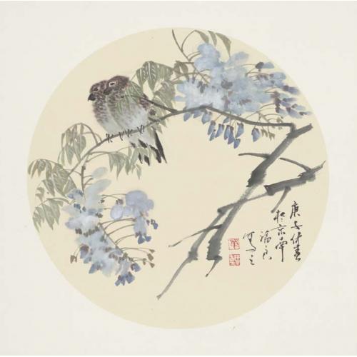福良  《紫藤两只小鸟》