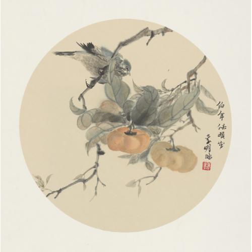 龚孝明  《小鸟柿子》