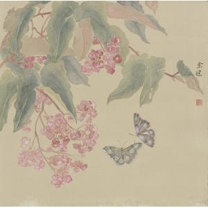 余建《两只蝴蝶粉花》