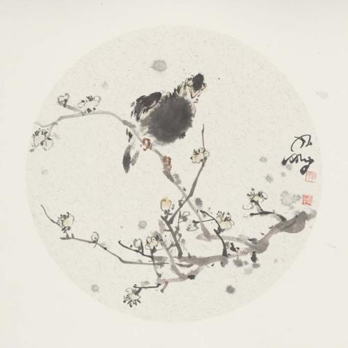 李鹏《黄梅花八哥》