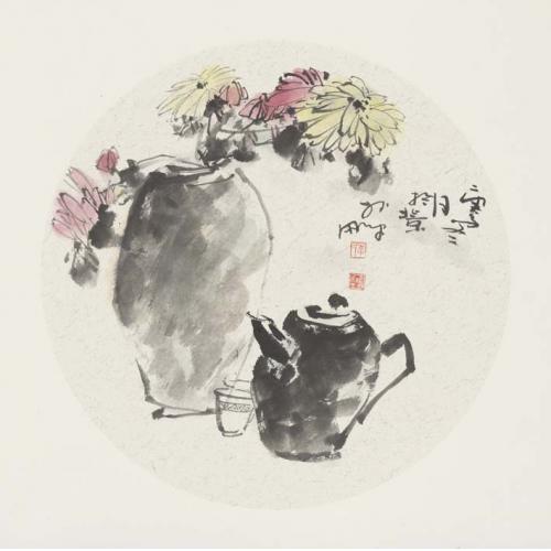 李鹏《菊花茶壶》