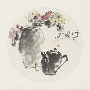 李鹏《菊花茶壶》