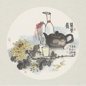 张秀芬《菊茶图》