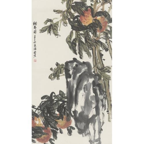 张瑞《桃石图》